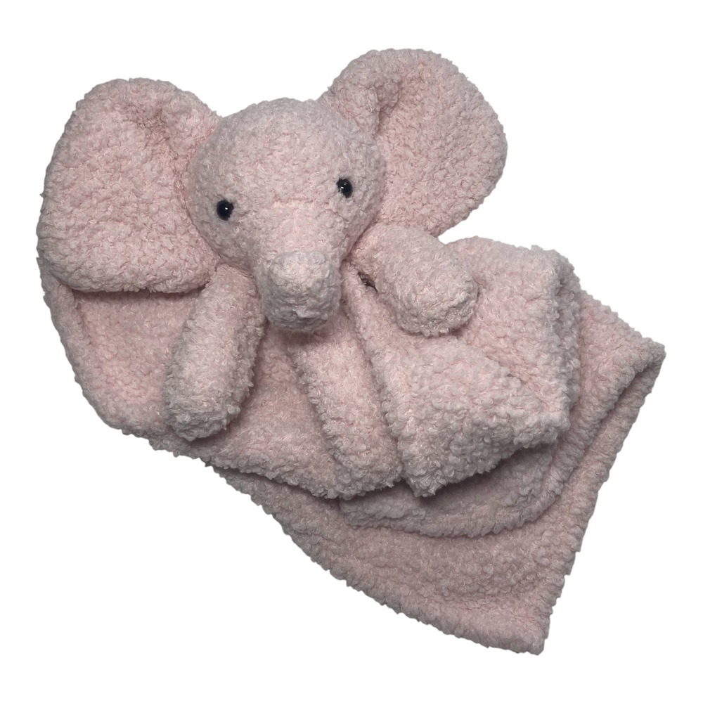 Levi and Emmie Pink Elephant Feather Knit Lovey Security Blanket Plush #3134
